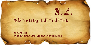 Mándity Lóránt névjegykártya